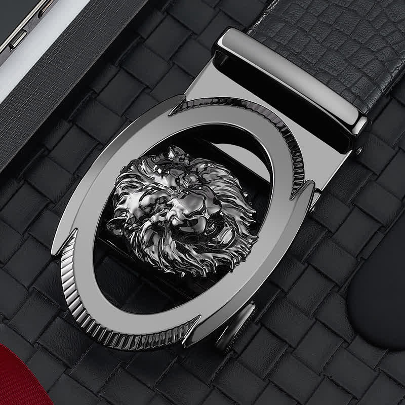 Cintura in pelle con fibbia automatica cava da uomo Lion Business - image 4