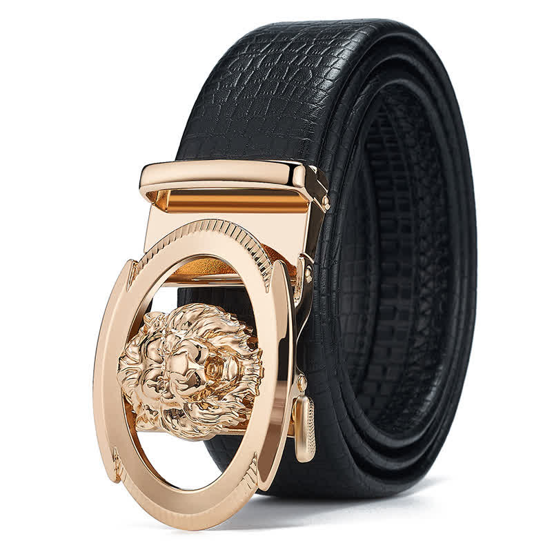 Cintura in pelle con fibbia automatica cava da uomo Lion Business - Oro - 46 - image 8