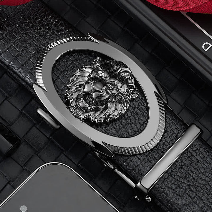 Cintura in pelle con fibbia automatica cava da uomo Lion Business - image 1
