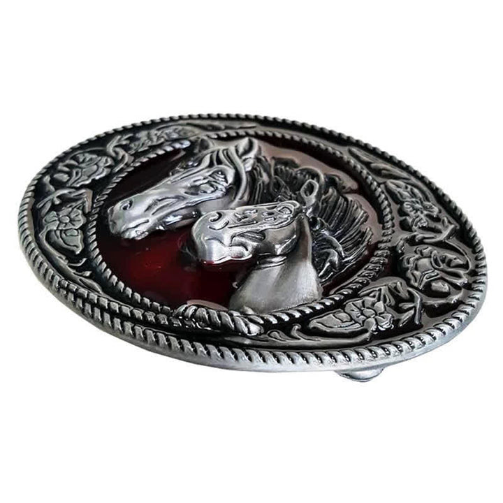 Cintura in pelle con fibbia smaltata fai da te a forma di cavallo e puledro da uomo - image 3
