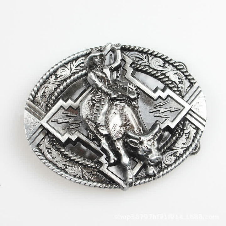 Cintura in pelle con fibbia da rodeo bull rider fai da te da uomo - image 1