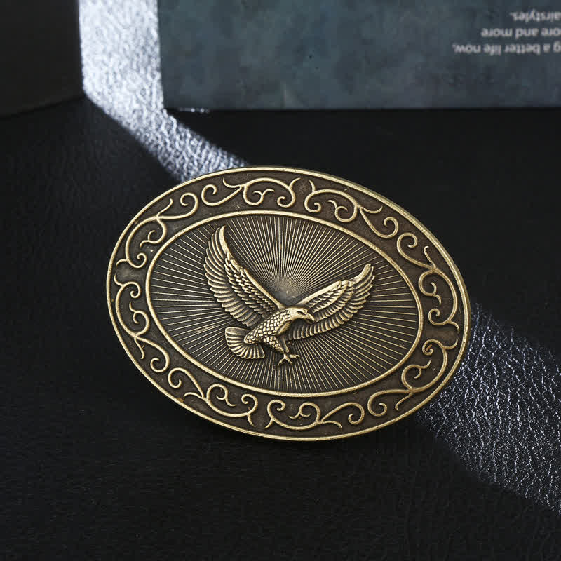 Cintura in pelle con fibbia antica aquila fai da te da uomo - Bronzo antico - Senza cintura - image 0