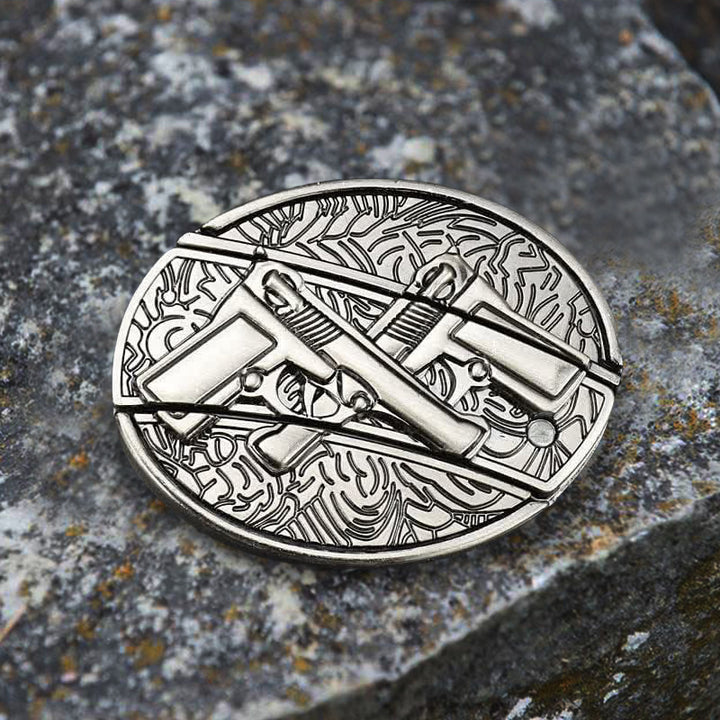 Cintura in pelle da uomo con doppia pistola e coltello pieghevole - image 3