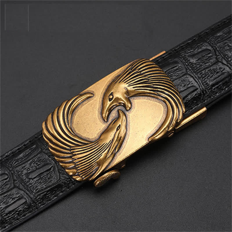 Cintura in pelle con fibbia automatica Double Eagles fai da te da uomo - Aquile doppie - Senza cintura - image 0