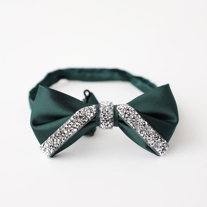 Papillon da sposa con strass scintillanti da uomo - Rosso scuro - image 7