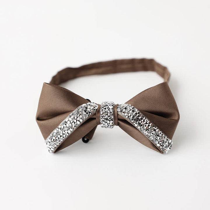 Papillon da sposa con strass scintillanti da uomo - Caffè - image 12