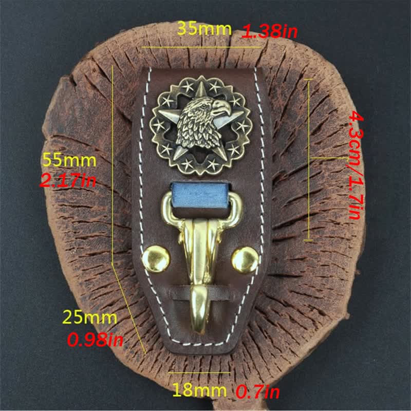 Cintura con testa d'aquila, accessorio portachiavi in pelle fatto a mano - image 3