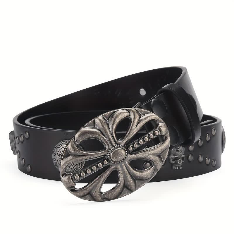 Cintura in pelle con rivetti stile bohémien vintage con scheletro - image 2