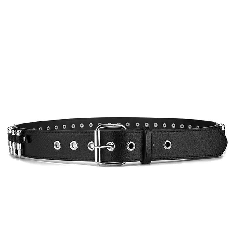 Cintura in pelle con borchie e rivetti con proiettili punk rock neri - image 7
