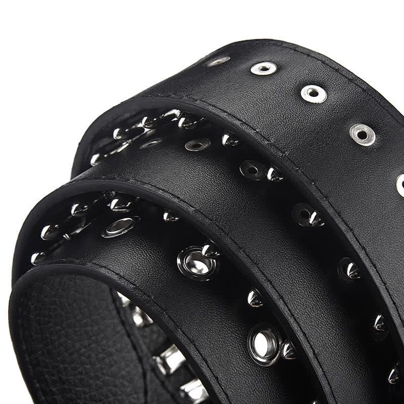 Cintura in pelle con borchie e rivetti con proiettili punk rock neri - image 11