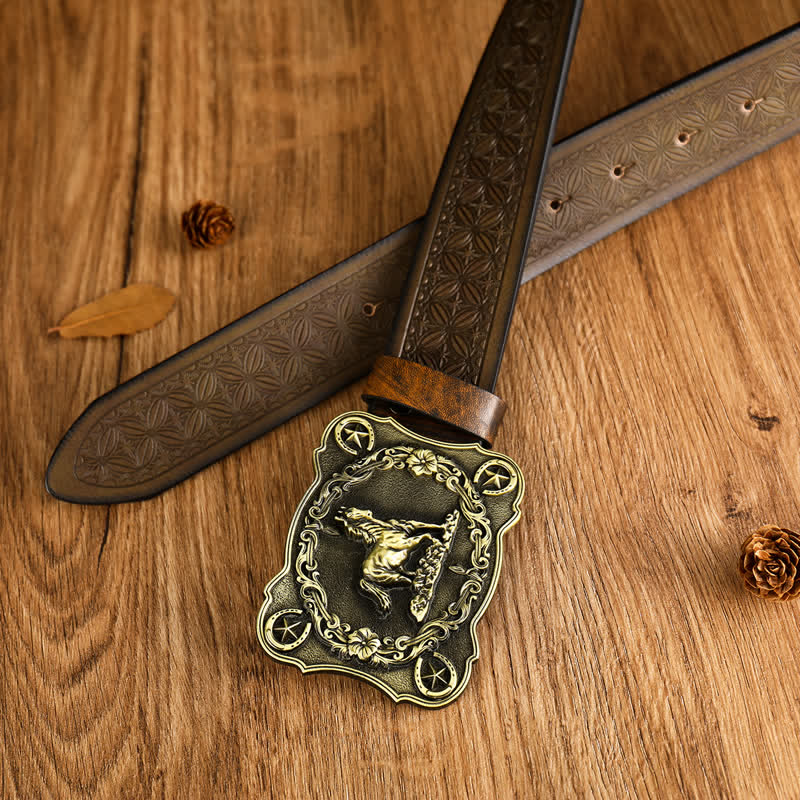 Cintura in pelle con motivo a intreccio in rilievo Sturdy Steed da uomo - image 3