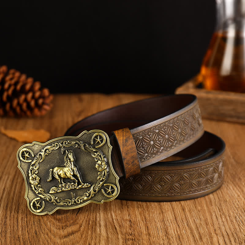Cintura in pelle con motivo a intreccio in rilievo Sturdy Steed da uomo - Bronzo antico - 42 - image 2
