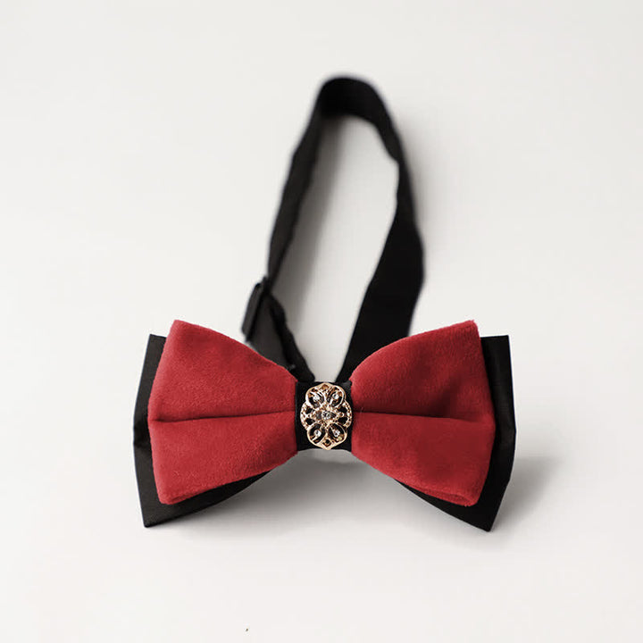 Papillon da sposa intarsiato con strass in velluto di lusso da uomo - Stile n. 2 - Rosso - image 19