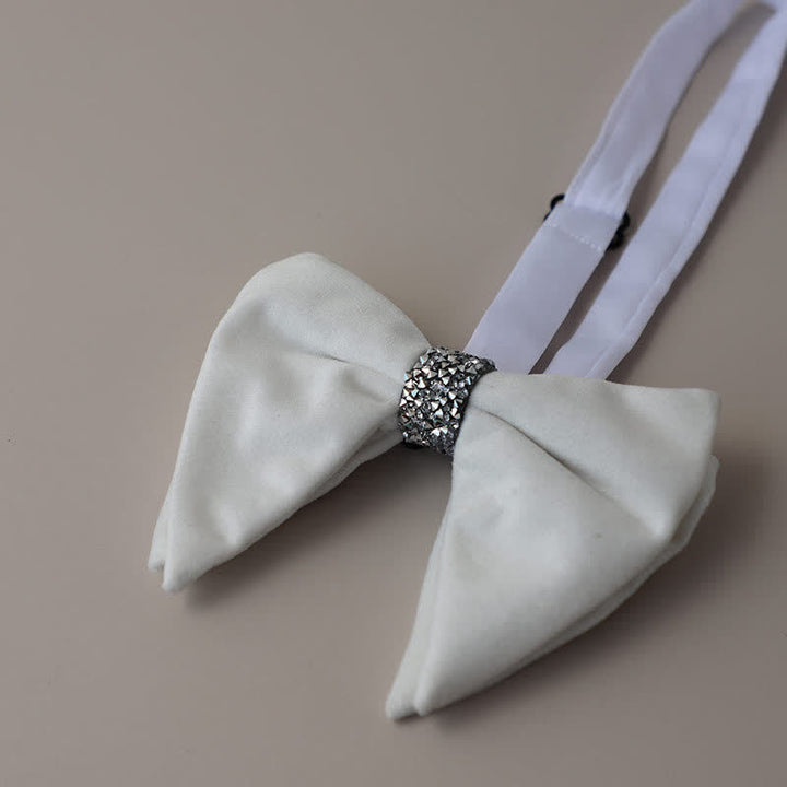 Papillon oversize a punta in velluto con strass da uomo - Bianco - image 13