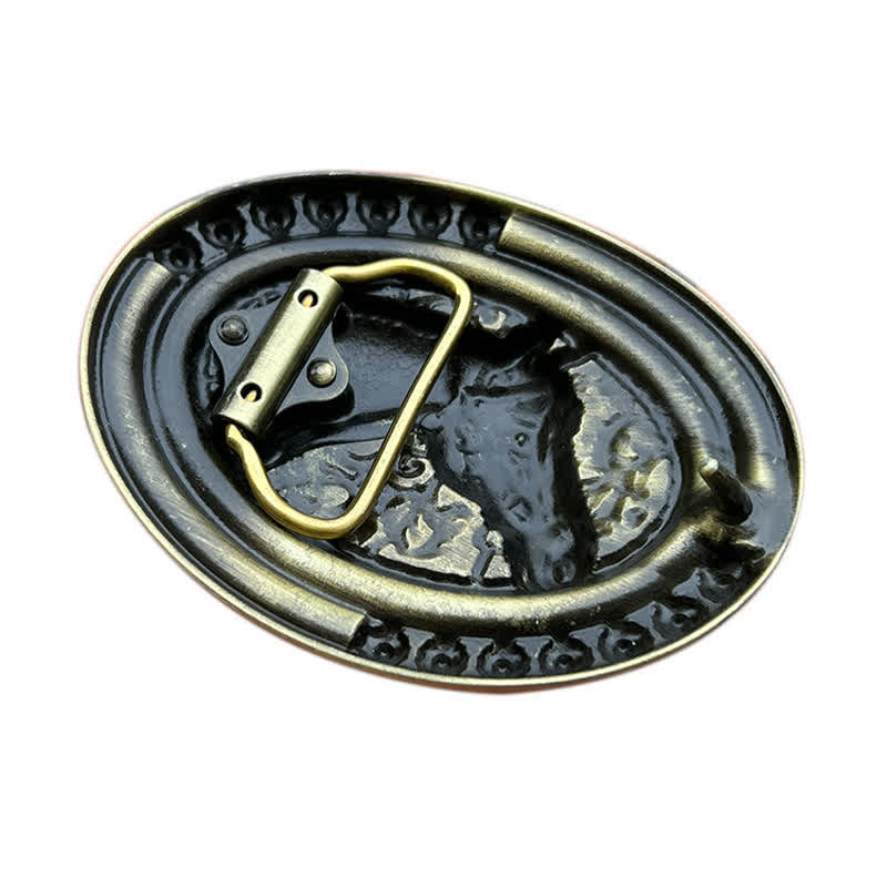 Cintura in pelle con fibbia turchese a forma di testa di cavallo fai da te da uomo - image 3
