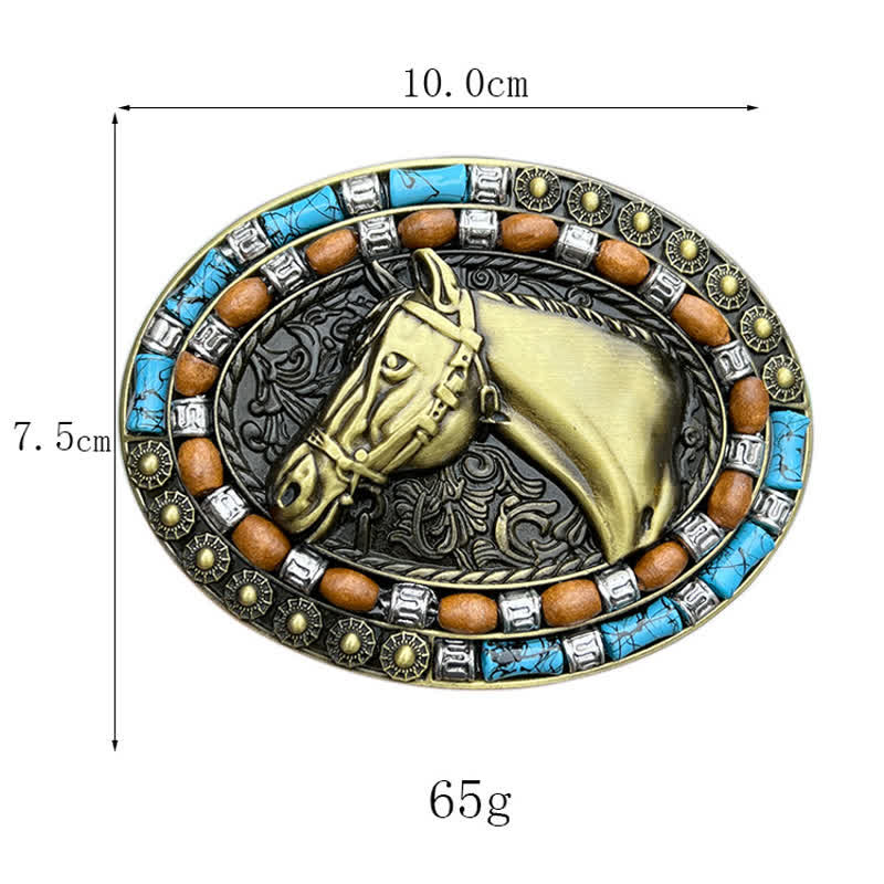 Cintura in pelle con fibbia turchese a forma di testa di cavallo fai da te da uomo - image 4