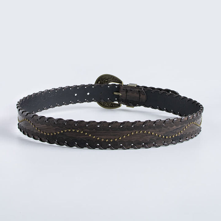 Cintura in pelle goffrata con rivetti in strass retrò da donna - image 5