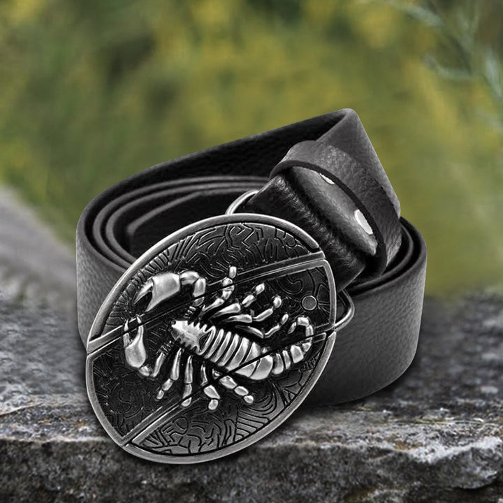 Cintura in pelle Scorpion da uomo con coltello pieghevole - image 0