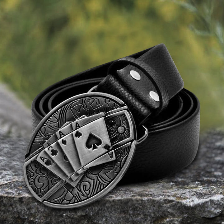 Cintura in pelle da uomo Poker 4 Ace con coltello pieghevole - image 0