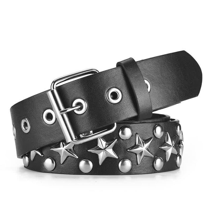 Cintura in pelle con borchie punk rock star - Nero - 36 - image 0