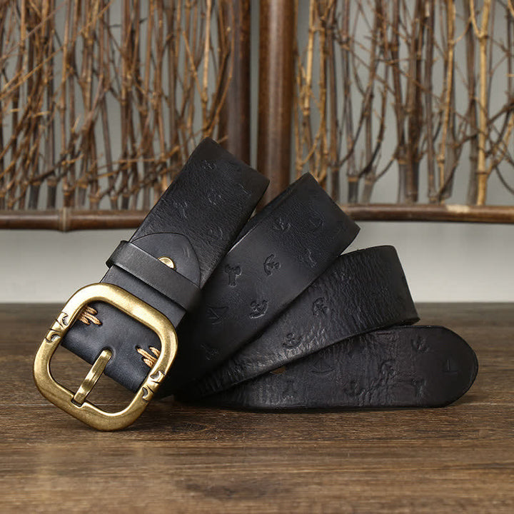 Cintura da uomo in vera pelle con stampa a forma di ancora senza tempo - Nero - 44 - image 8