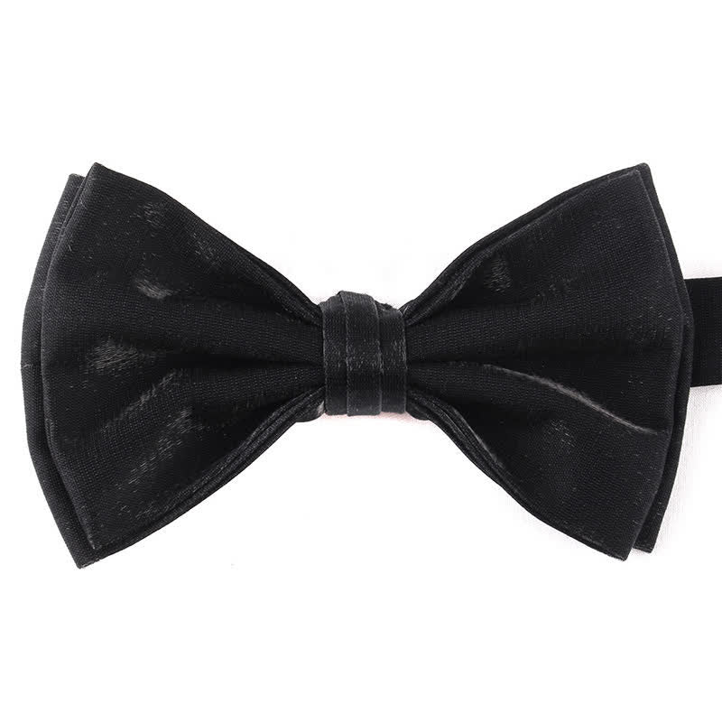 Papillon doppio strato tinta unita casual da uomo - Nero - image 17