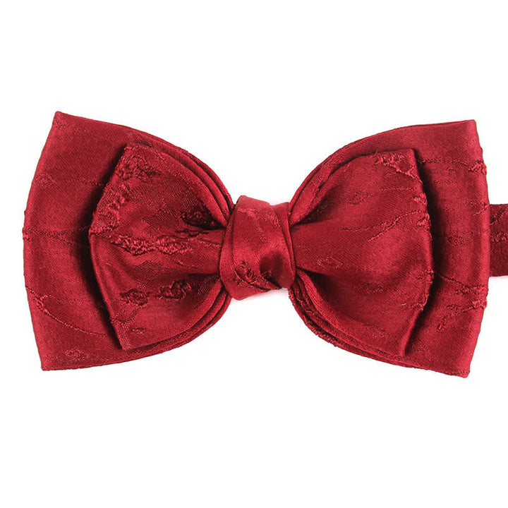 Papillon da sposa floreale meticoloso speciale da uomo - Stile n. 2 - Rosso scuro - image 5