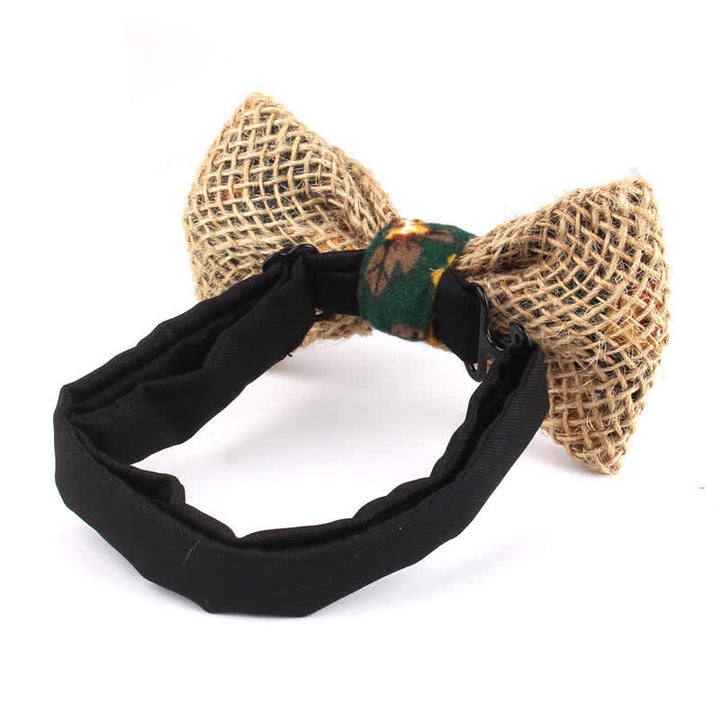 Papillon da uomo in cotone e lino rustico patchwork - image 3