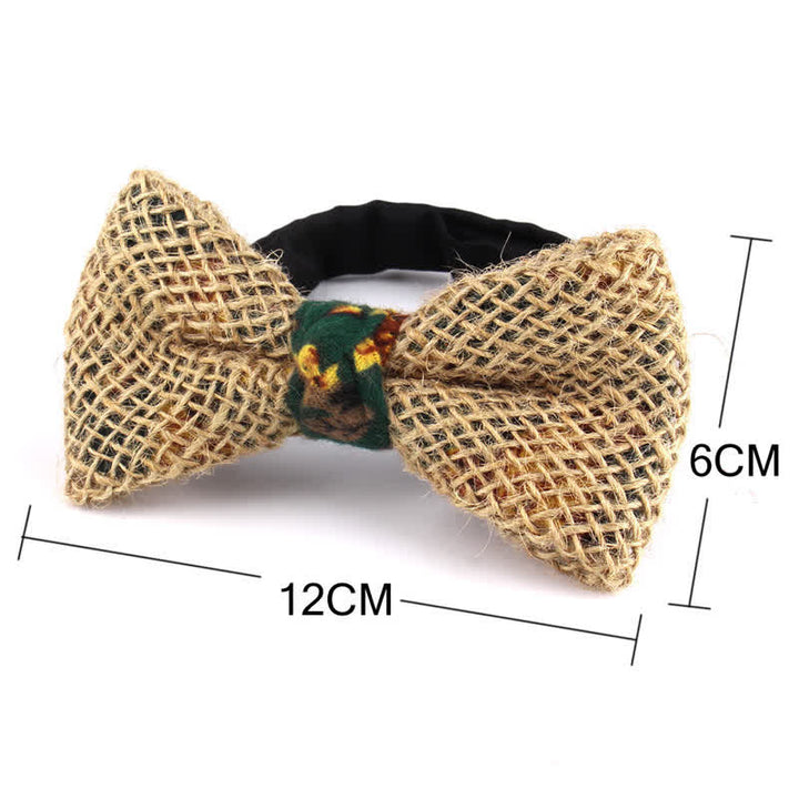 Papillon da uomo in cotone e lino rustico patchwork - image 4