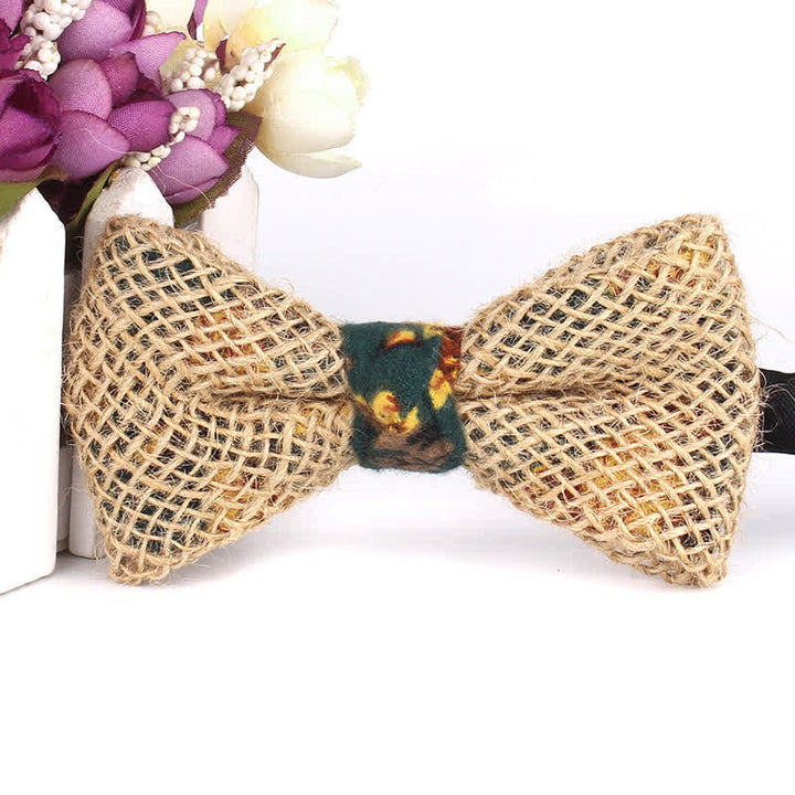 Papillon da uomo in cotone e lino rustico patchwork - Stile n. 1 - image 2