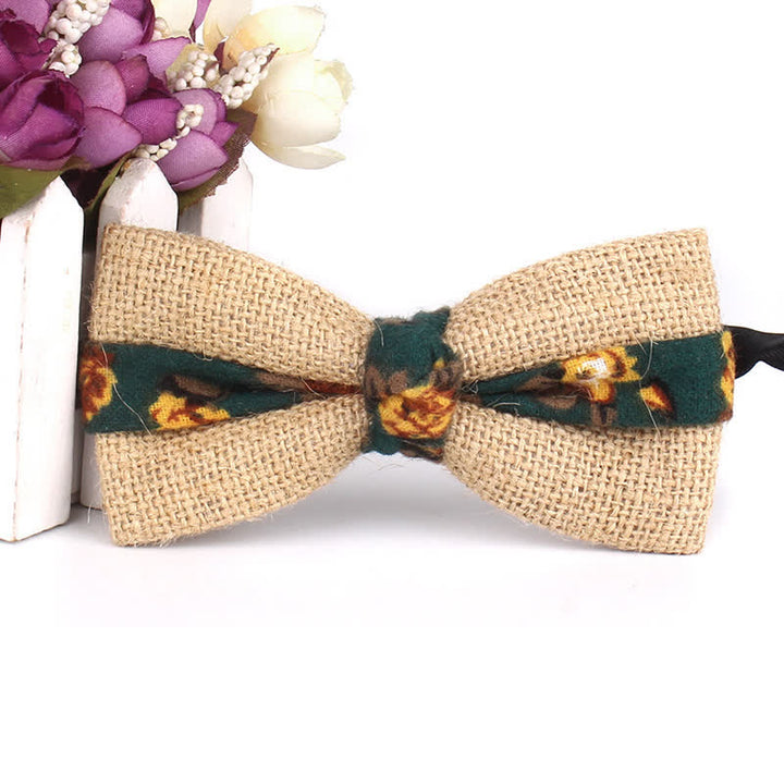 Papillon da uomo in cotone e lino rustico patchwork - Stile n. 2 - image 7