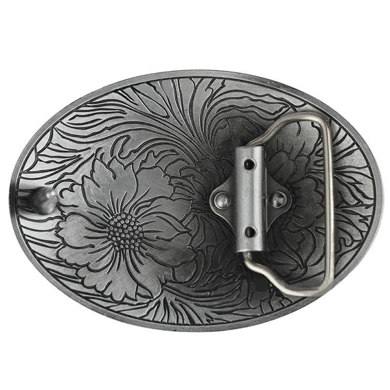 Cintura in pelle con fibbia floreale ovale western fai da te da uomo - image 2
