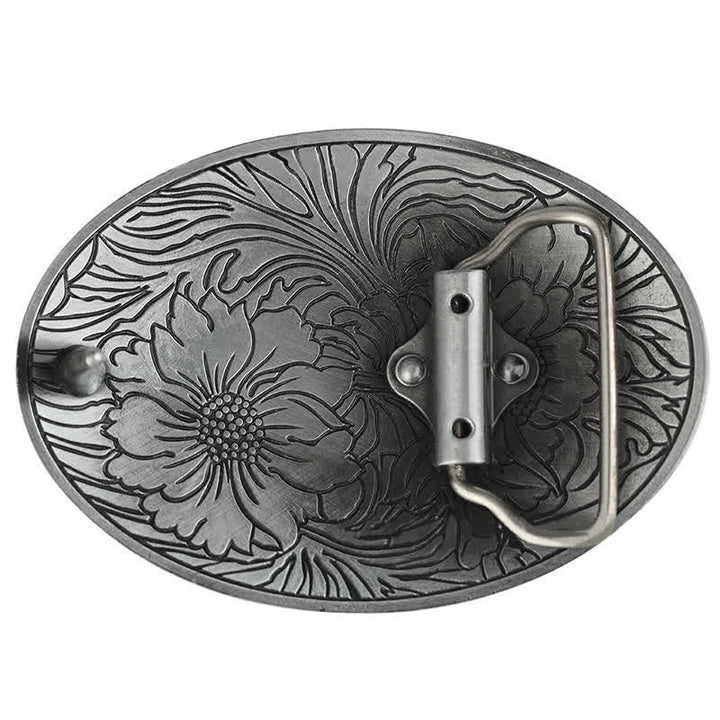 Cintura in pelle con fibbia floreale ovale western fai da te da uomo - image 2
