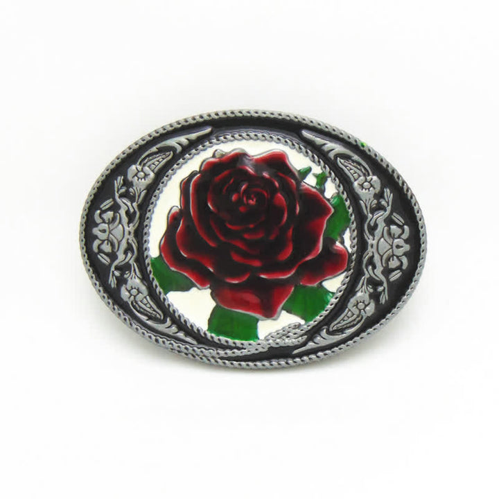 Cintura in pelle con fibbia a forma di rosa colorata fai da te da uomo in stile western - image 2