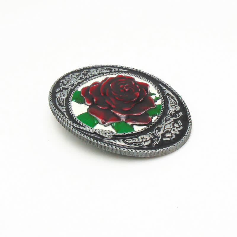 Cintura in pelle con fibbia a forma di rosa colorata fai da te da uomo in stile western - image 4