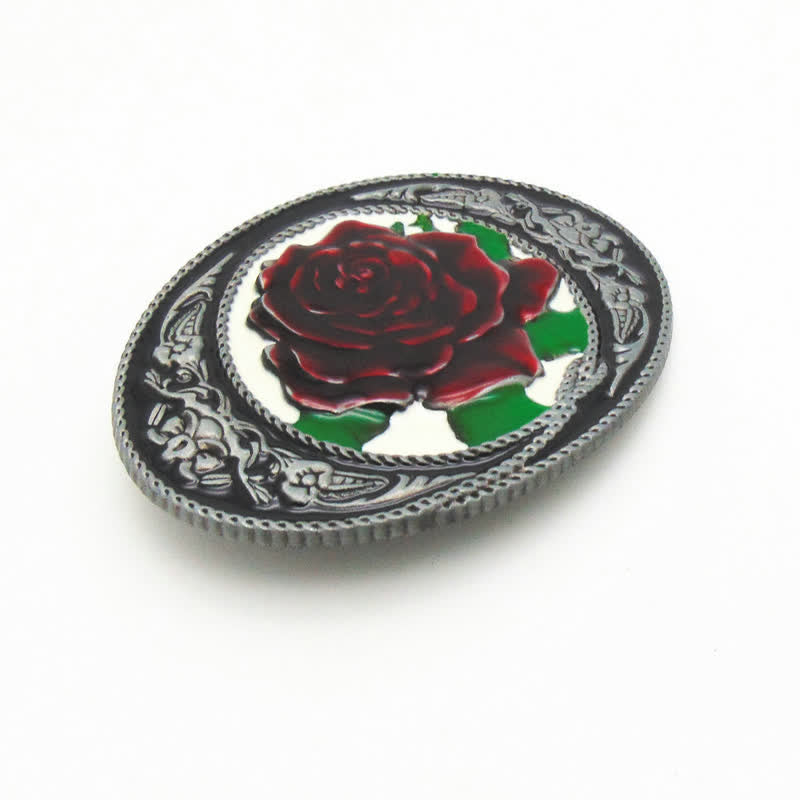 Cintura in pelle con fibbia a forma di rosa colorata fai da te da uomo in stile western - image 3