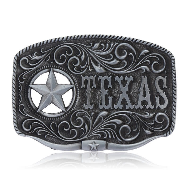 Cintura in pelle fai da te con fibbia a pentagramma Texas Hollow da uomo - Argento antico - Senza cintura - image 11