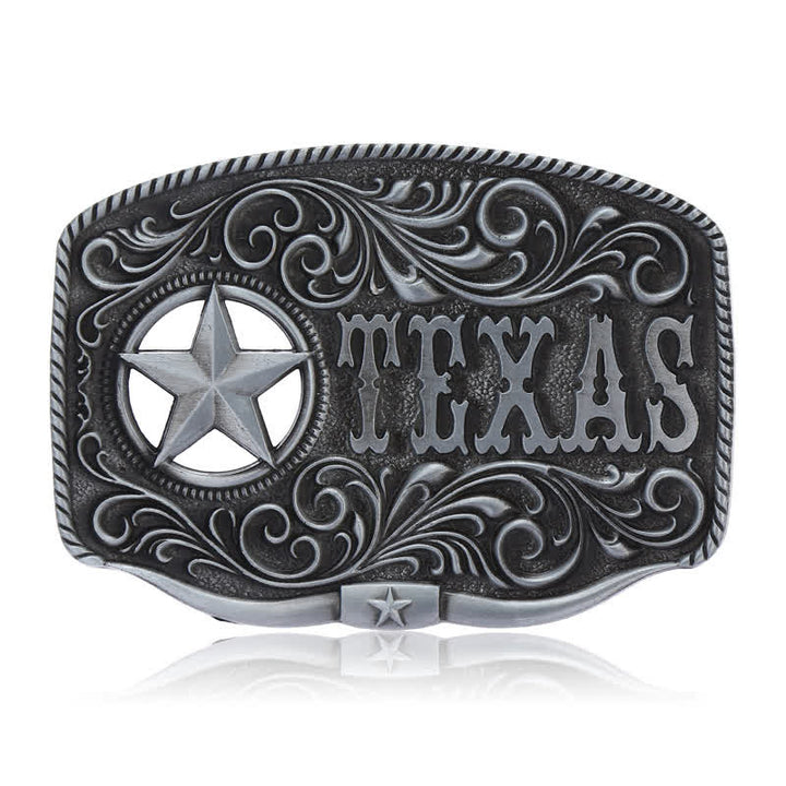 Cintura in pelle fai da te con fibbia a pentagramma Texas Hollow da uomo - Argento antico - Senza cintura - image 11