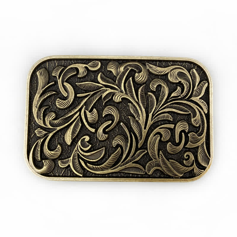 Cintura in pelle con fibbia a volute con foglie artistiche fai da te da uomo - image 1