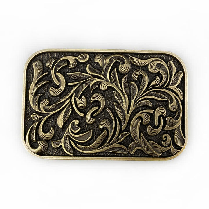 Cintura in pelle con fibbia a volute con foglie artistiche fai da te da uomo - image 1
