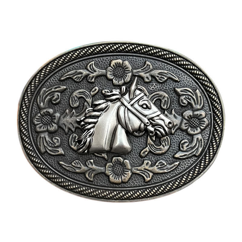Cintura in pelle con fibbia floreale a forma di cavallo western fai da te da uomo - image 1