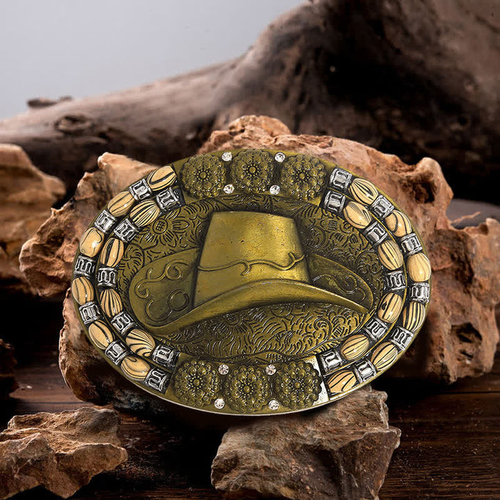 Cintura in pelle con fibbia decorativa per cappello da cowboy in oro fai da te da uomo - Cappello da cowboy - Senza cintura - image 0