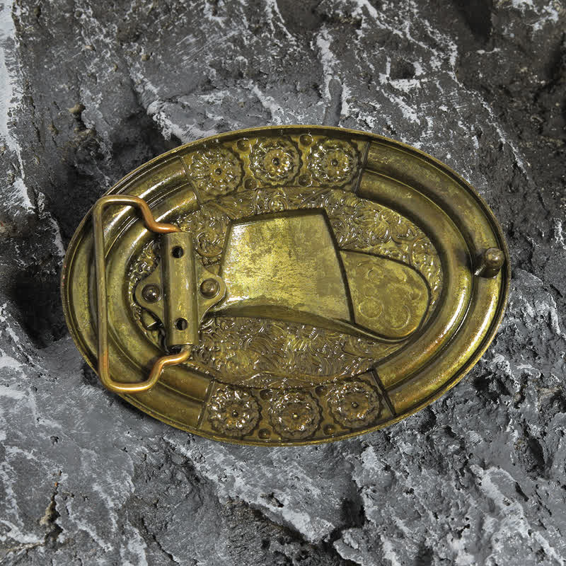Cintura in pelle con fibbia decorativa per cappello da cowboy in oro fai da te da uomo - image 1