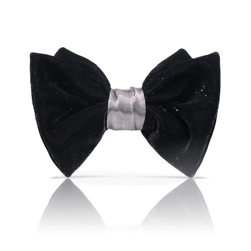 Papillon da uomo elegante in velluto nero, splendido - Nero - image 0