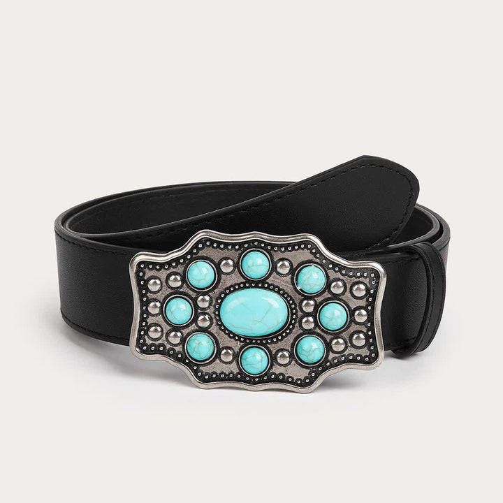 Cintura in pelle con fibbia irregolare turchese Bohemia da donna - Irregolare - 32 - image 0