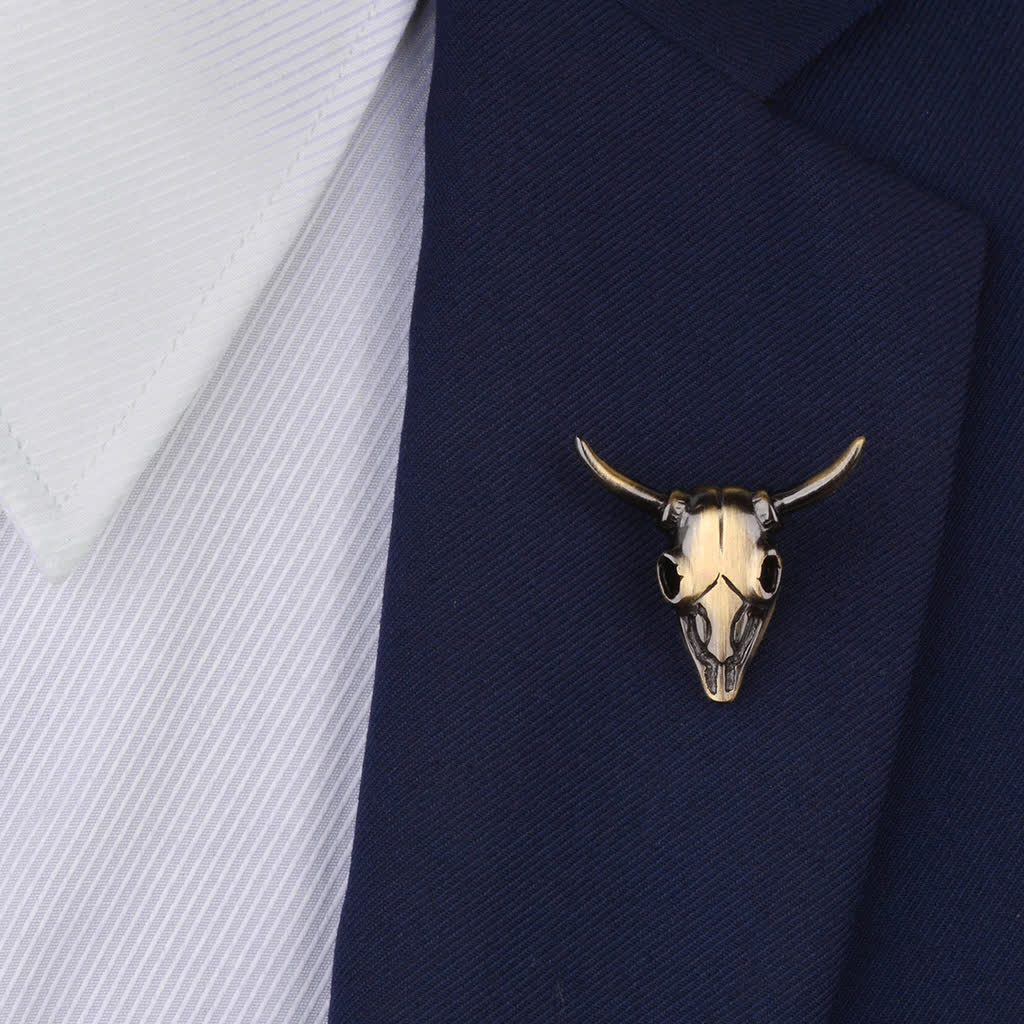 Spilla da uomo con ciondolo punk a forma di testa di toro - image 2