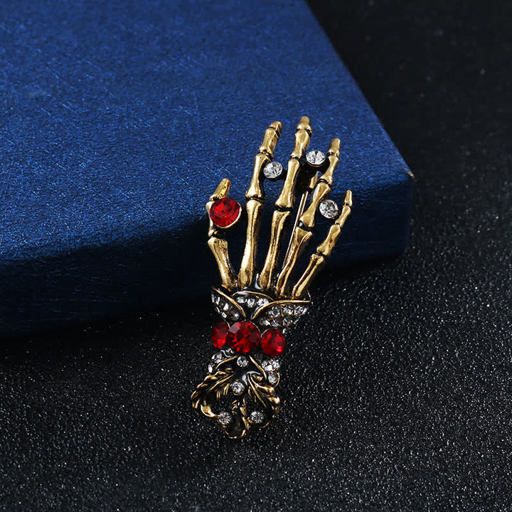 Spilla da uomo con strass a forma di dito scheletro - Stile n. 1 - Oro - image 2