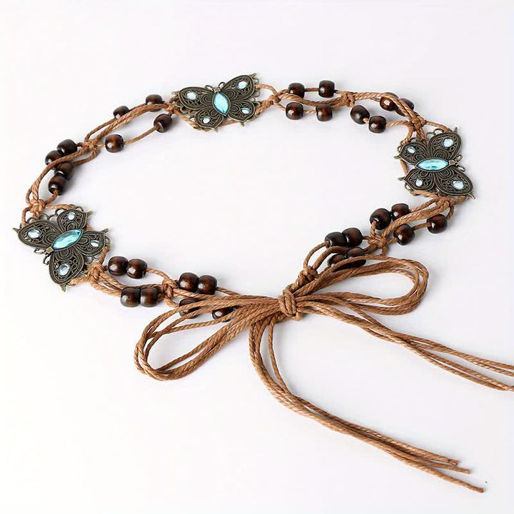 Cintura con cintura intrecciata in corda con farfalla e fiore da donna in stile boho - image 4