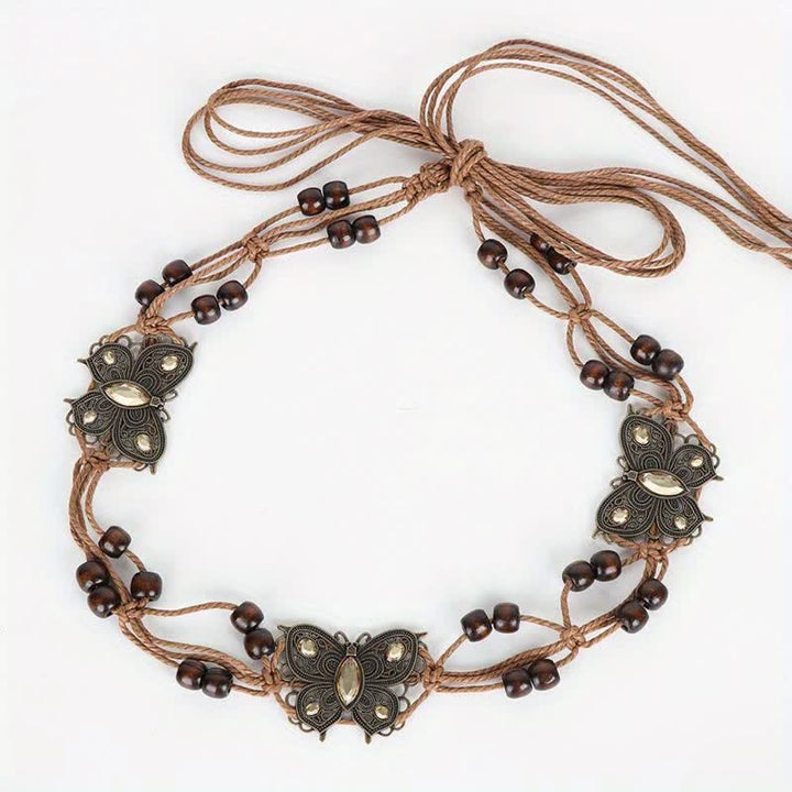 Cintura con cintura intrecciata in corda con farfalla e fiore da donna in stile boho - image 6