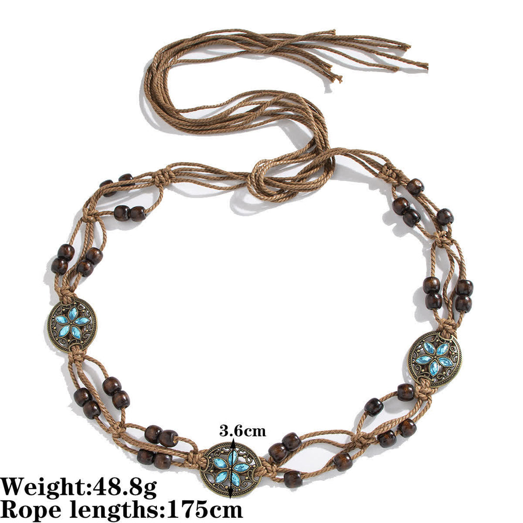 Cintura con cintura intrecciata in corda con farfalla e fiore da donna in stile boho - Ovale blu - 69" - image 7